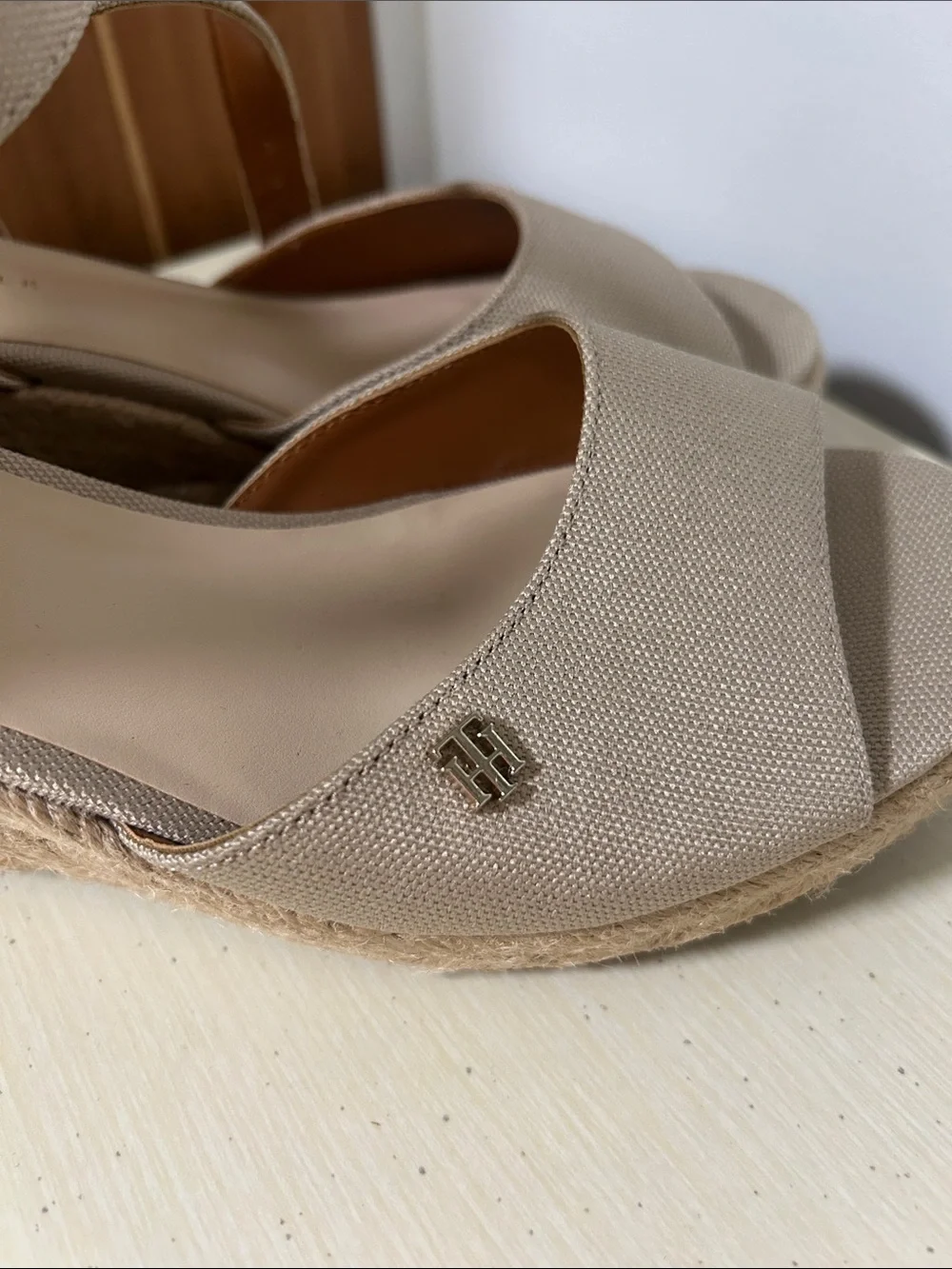 Tommy Hilfiger Neutral Beige Espadrille Wedge Sandals